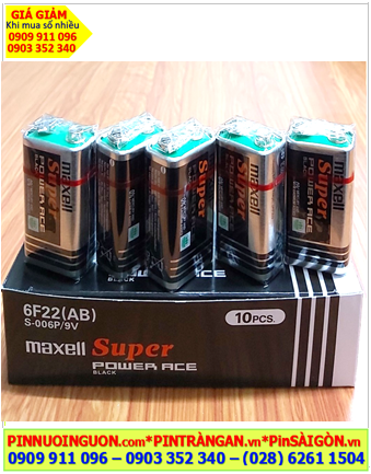 COMBO 1hộp=10viên Pin 9v Maxell 6F22(AB) Super Power ACE chính hãng _Giá chỉ 149.000/HỘP